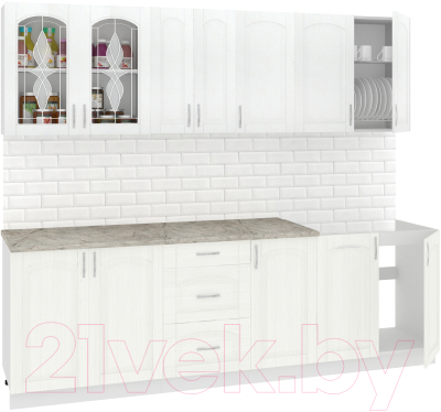Готовая кухня Кортекс-мебель Корнелия Ретро 2.5м (ясень белый/марсель)