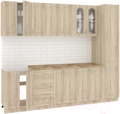 Готовая кухня Кортекс-мебель Корнелия Ретро 2.6м (дуб сонома/мадрид)
