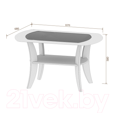 Журнальный столик Кортекс-мебель Лотос-6 (ясень белый)