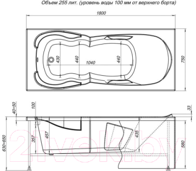 Ванна акриловая Aquanet Viola 180x75 (с каркасом)