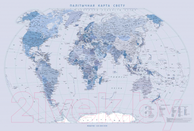 Настенная карта Белкартография Палітычная 100х70см (ламинированная с держателями)