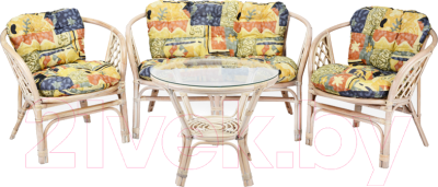Комплект садовой мебели Мир Ротанга Багама 01/17 стол, диван, два кресла (белый)