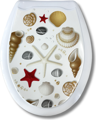 Сиденье для унитаза Еврокомфорт Ракушка на белом 104-406-00 (жесткое) - 