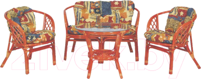 Комплект садовой мебели Мир Ротанга Багама 01/17 стол, диван, два кресла (коньяк)