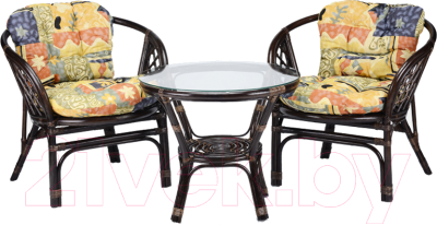 Комплект садовой мебели Мир Ротанга Багама 01/17 стол, два кресла (шоколад)