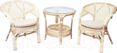 Комплект садовой мебели Мир Ротанга Багама 02/15 стол, два кресла (белый)