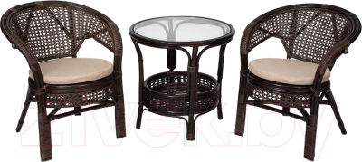 Комплект садовой мебели Мир Ротанга Багама 02/15 стол, два кресла (шоколад)