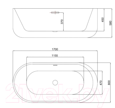 Ванна акриловая REA Porto 170x80 KPL Molto