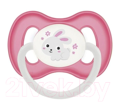 Пустышка Canpol Bunny&Company латексная круглая 0-6мес / 23/277 (розовый, со светящимся колечком)
