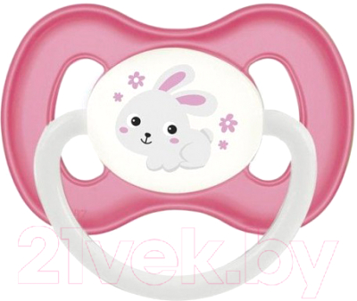 Пустышка Canpol Bunny&Company латексная круглая 6-18мес / 23/278 (розовый, со светящимся колечком)
