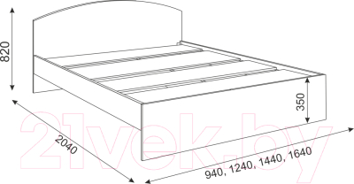 Односпальная кровать Rinner Веста 90x200 (дуб млечный)