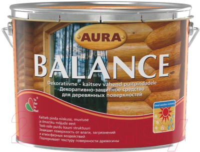 Защитно-декоративный состав Aura Wood Balance (9л, калужница)