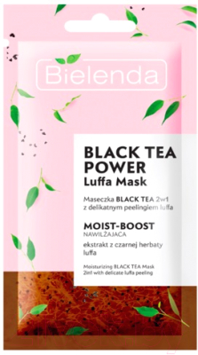 

Маска для лица кремовая Bielenda, Luffa Mask Black Tea 2 в 1 с увлажняющим пилингом скрабом