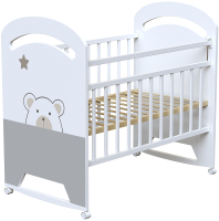 Детская кроватка VDK Birba колесо-качалка (белый) - 