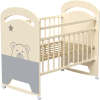 Детская кроватка VDK Birba колесо-качалка (слоновая кость) - 