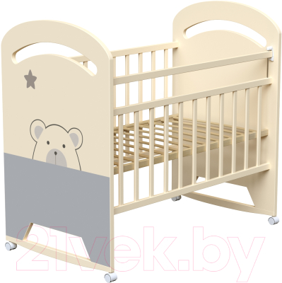Детская кроватка VDK Birba колесо-качалка (слоновая кость)