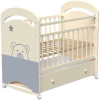 Детская кроватка VDK Birba колесо-качалка и ящик (слоновая кость) - 