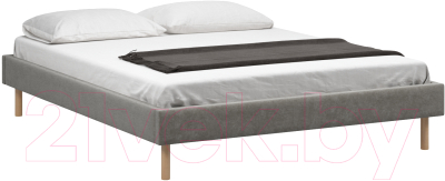 Полуторная кровать Woodcraft Лачи 140 вариант 4 (светлый лак/серый вельвет)