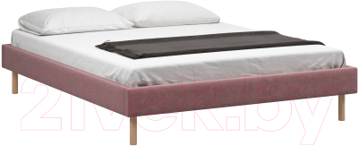 Двуспальная кровать Woodcraft Лачи 180 вариант 5 (светлый лак/розовый вельвет)