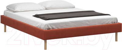 Двуспальная кровать Woodcraft Лачи 180 вариант 7 (светлый лак/оранжевый велюр)