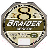 Леска плетеная Konger Braider X8 Olive Green 0.12мм 150м / 250150012