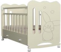 Детская кроватка VDK Sweet Rabbit колесо-качалка и ящик (слоновая кость) - 