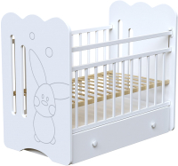 Детская кроватка VDK Sweet Rabbit маятник-ящик (белый) - 