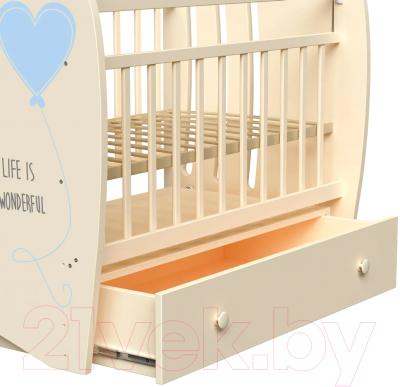 Детская кровать-трансформер VDK Wonderful маятник-ящик (слоновая кость)