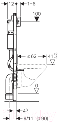 Унитаз подвесной с инсталляцией Geberit Duofix Plattenbau 458.122.11.1 + Трино (ЖС МЛ)