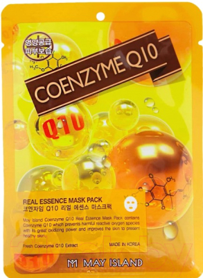 

Маска для лица тканевая May Island, Real Essense Coenzyme Q10 Mask Pack