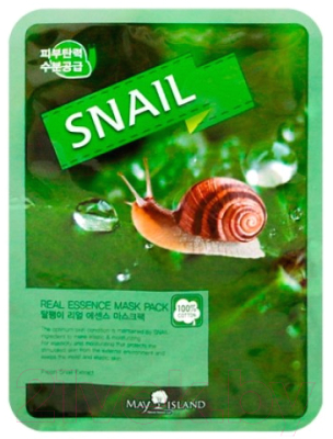 

Маска для лица тканевая May Island, Real Essense Snail Mask Pack