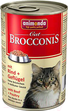 Влажный корм для кошек Animonda Brocconis с говядиной и домашней птицей (400г)
