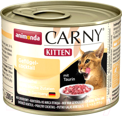 Влажный корм для кошек Animonda Carny Kitten коктейль из мяса домашних птиц (200г)