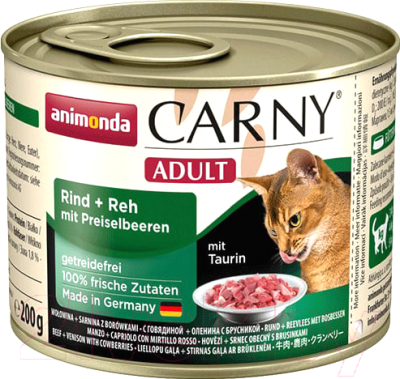 Влажный корм для кошек Animonda Carny Adult с говядиной, олениной и клюквой (200г)