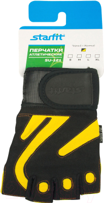 Перчатки для пауэрлифтинга Starfit SU-121 (M, черный/желтый)