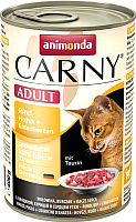 

Влажный корм для кошек, Carny Adult с говядиной, курицей и сердцем утки