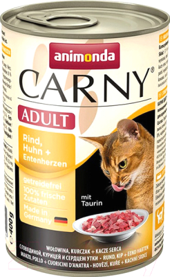 Влажный корм для кошек Animonda Carny Adult с говядиной, курицей и сердцем утки (400г)