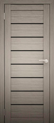 Дверь межкомнатная Юни Амати 01 80x200 (дуб дымчатый/стекло черное)