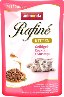 Влажный корм для кошек Animonda Rafine Soupe Kitten коктейль из мяса домашней птицы и креветок (100г)