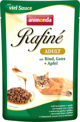 Влажный корм для кошек Animonda Rafine Soupe Adult с говядиной, гусем и яблоком (100г)