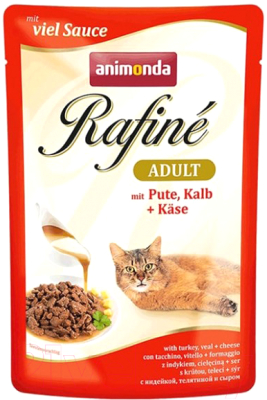 Влажный корм для кошек Animonda Rafine Soupe Adult с мясом индейки, телятиной и сыром (100г)