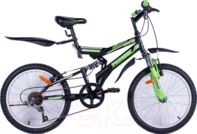 Детский велосипед PIONEER Champion (15, черный/зеленый/белый)