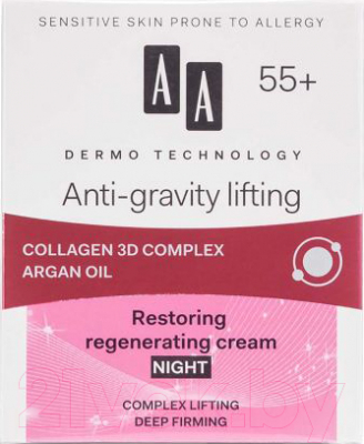 Крем для лица AA Dermo Technology антигравитац. подтяжка ночной восстанав. 55+ (50мл)