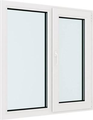 Окно ПВХ Добрае акенца С глухой и поворотно-откидной створками 2 стекла (1200x1200) -