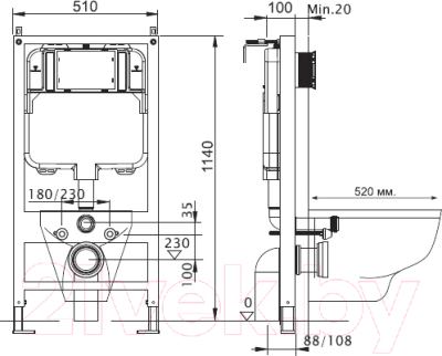 Унитаз подвесной с инсталляцией Sanita Luxe Best SL DM BSTSLWH0104 + INS-0000002