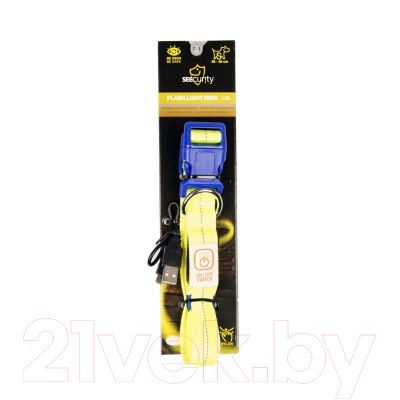 Ошейник Duvo Plus 1270016/DV (нейлоновый, светящийся, желтый)