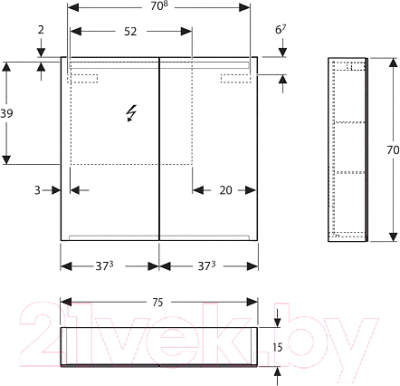 Шкаф с зеркалом для ванной Geberit Option 500.205.00.1