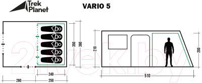 Палатка Trek Planet Vario 5 / 70299 (зеленый)