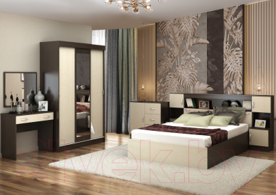 Комплект мебели для спальни Rikko Бася КР552 с прикроватным блоком (венге/дуб атланта)