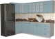 Готовая кухня Интерлиния Мила Деко 1.2x2.8 (океан/травертин серый) - 